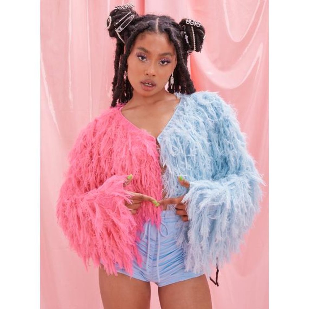 Dolls Kill Shaggy Crop Cardigan Sweater